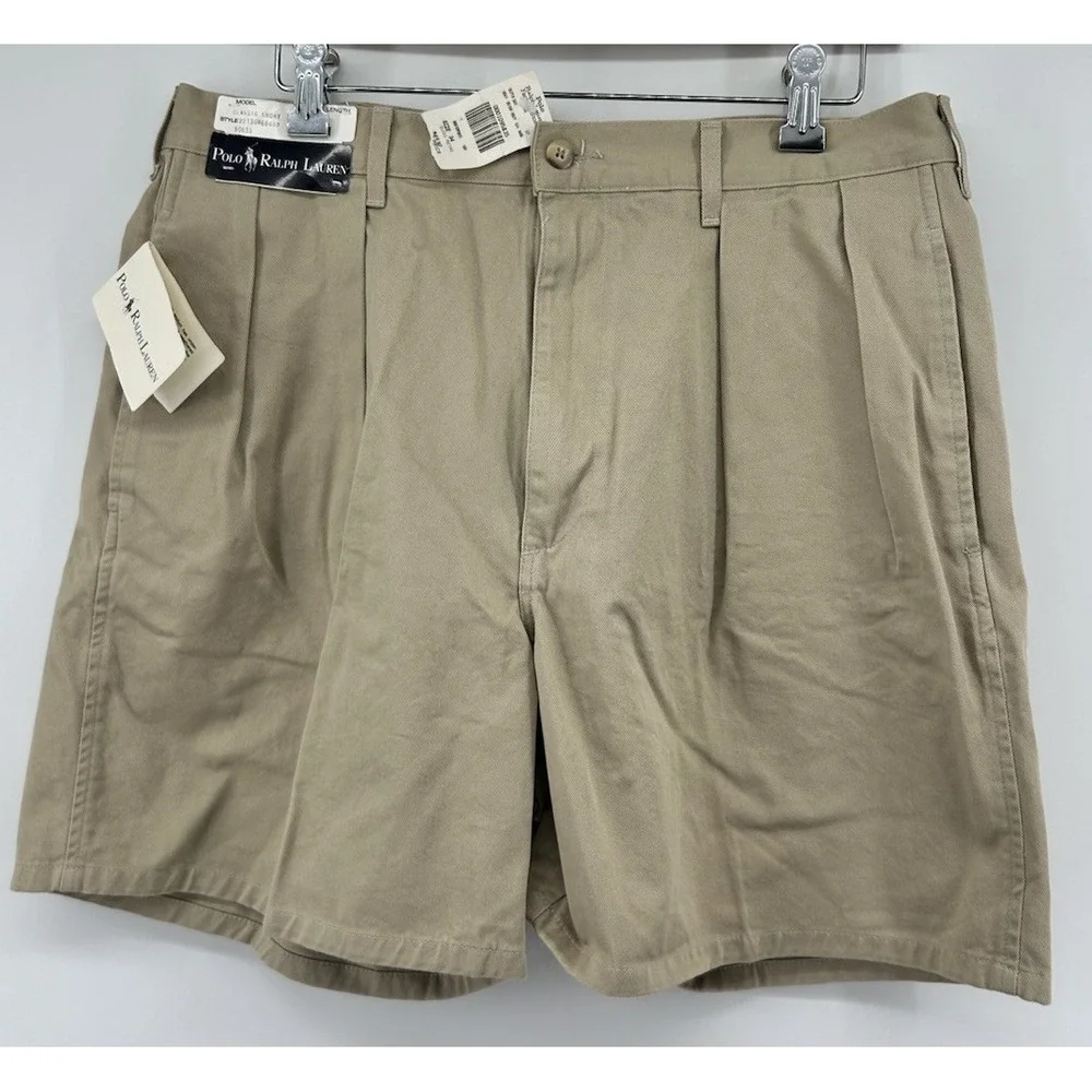 Vintage Rare Ralph Lauren Polo Chino Classic Shorts Beige Cotton Men's 34 NWT